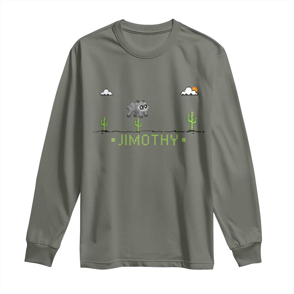 Funny Jimothy The Raccoon Long Sleeve Shirt Pixel Art Retro Gaming Trash Panda Meme