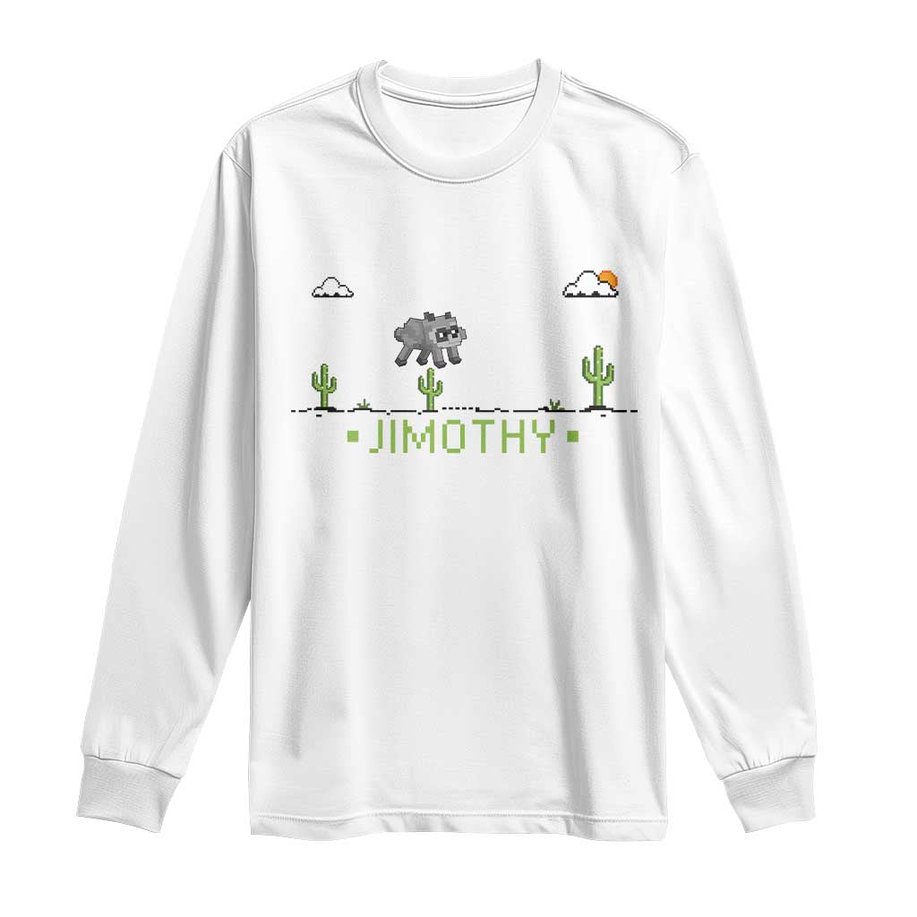 Funny Jimothy The Raccoon Long Sleeve Shirt Pixel Art Retro Gaming Trash Panda Meme