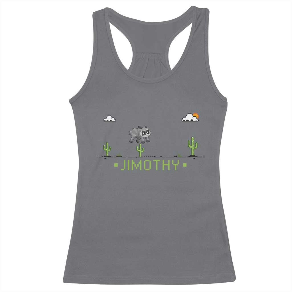 Funny Jimothy The Raccoon Racerback Tank Top Pixel Art Retro Gaming Trash Panda Meme