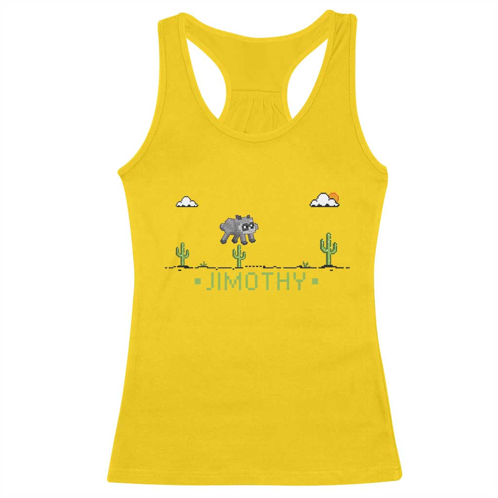 Funny Jimothy The Raccoon Racerback Tank Top Pixel Art Retro Gaming Trash Panda Meme