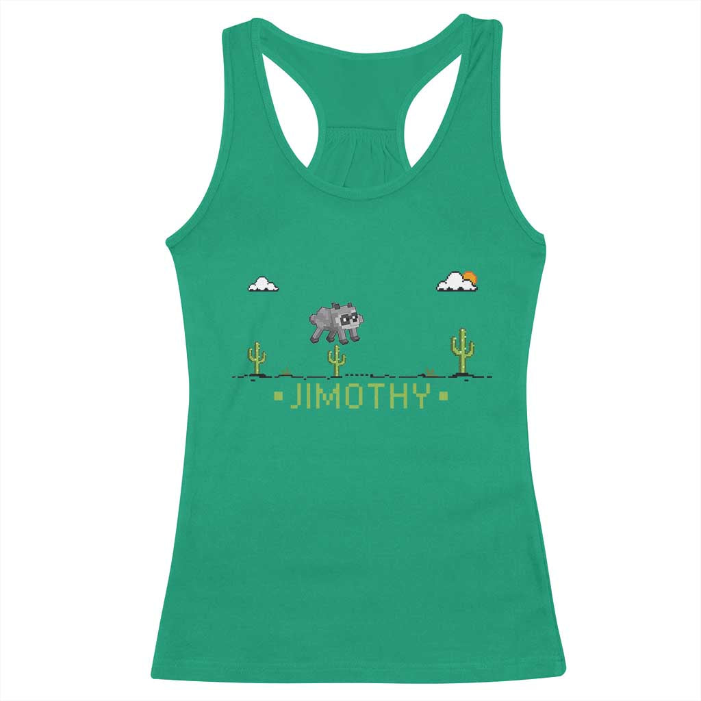 Funny Jimothy The Raccoon Racerback Tank Top Pixel Art Retro Gaming Trash Panda Meme
