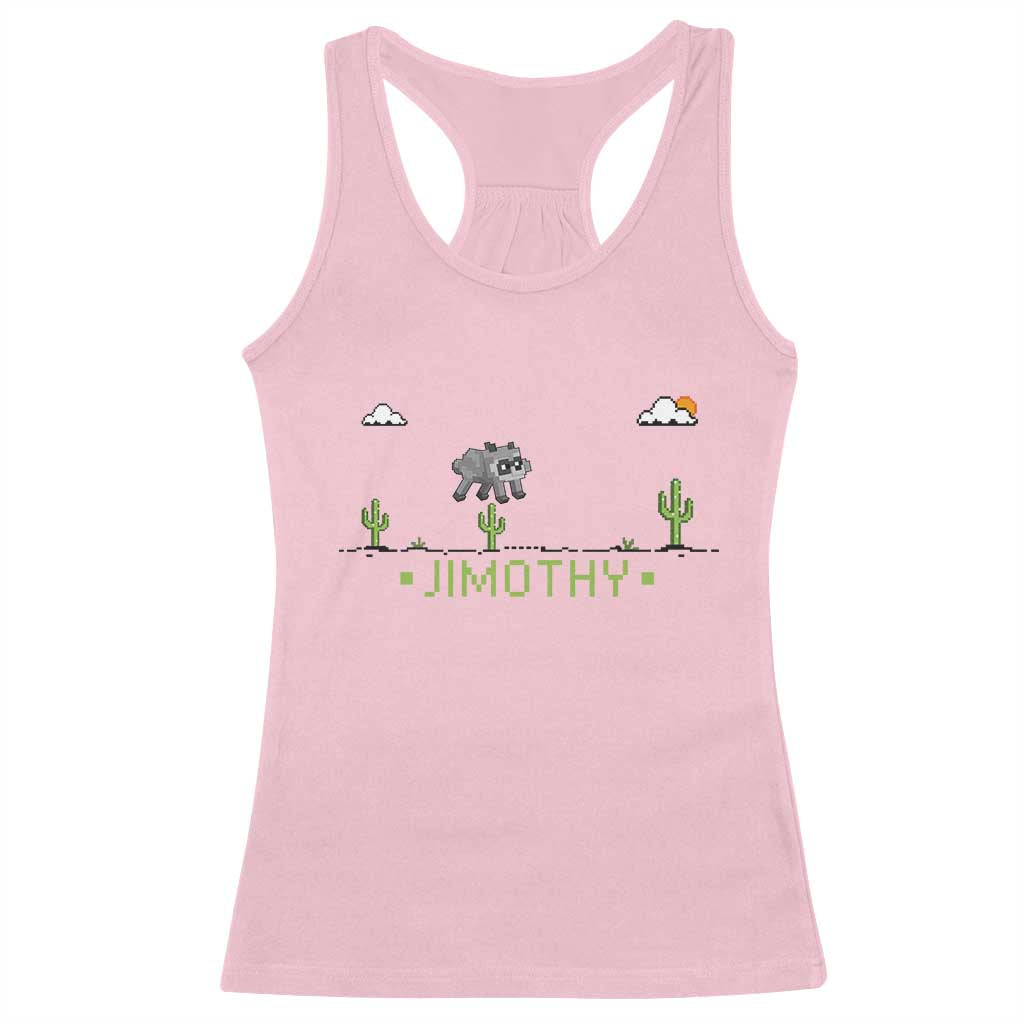 Funny Jimothy The Raccoon Racerback Tank Top Pixel Art Retro Gaming Trash Panda Meme