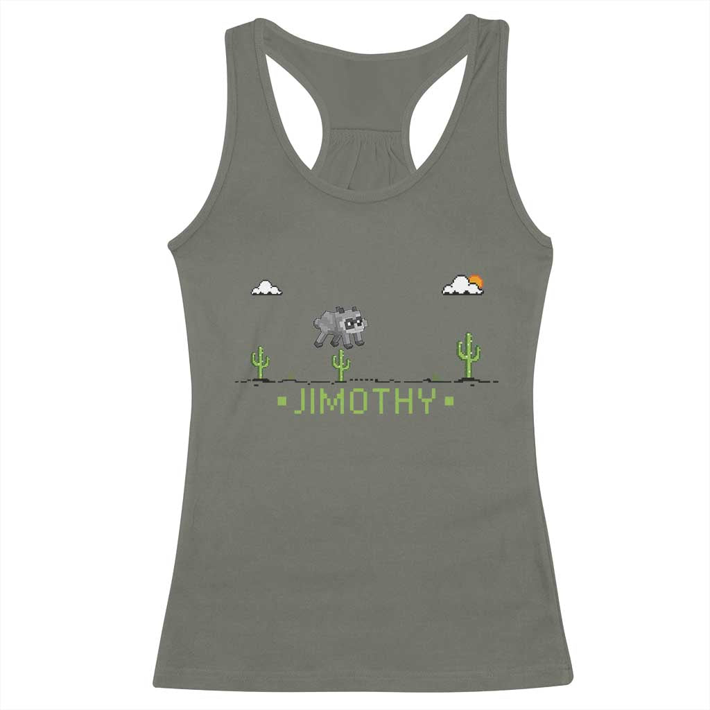Funny Jimothy The Raccoon Racerback Tank Top Pixel Art Retro Gaming Trash Panda Meme