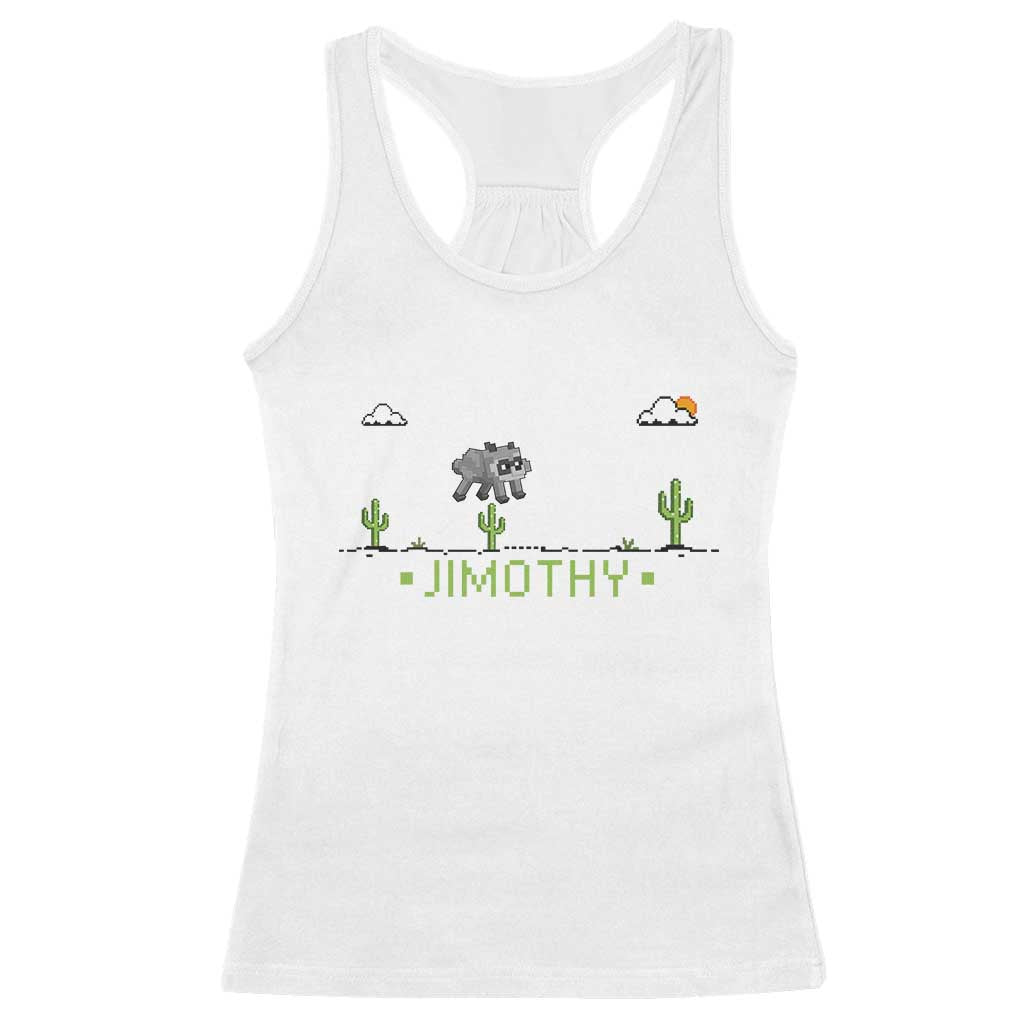 Funny Jimothy The Raccoon Racerback Tank Top Pixel Art Retro Gaming Trash Panda Meme