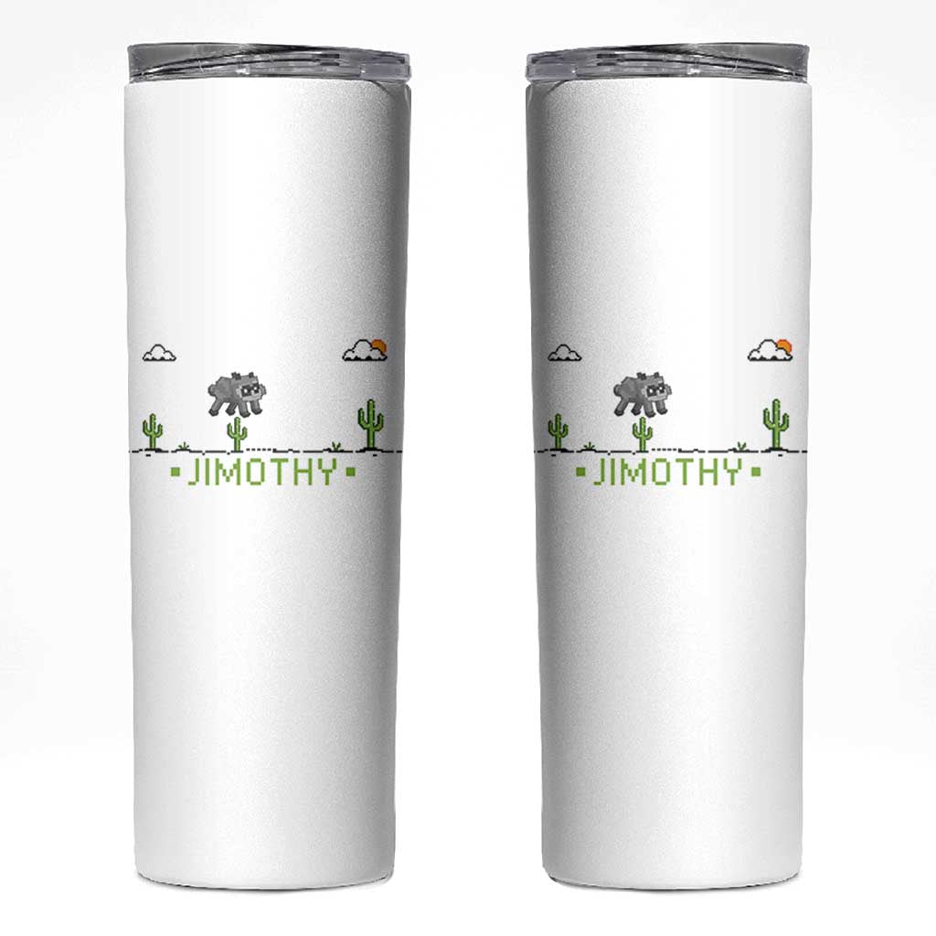 Funny Jimothy The Raccoon Skinny Tumbler Pixel Art Retro Gaming Trash Panda Meme
