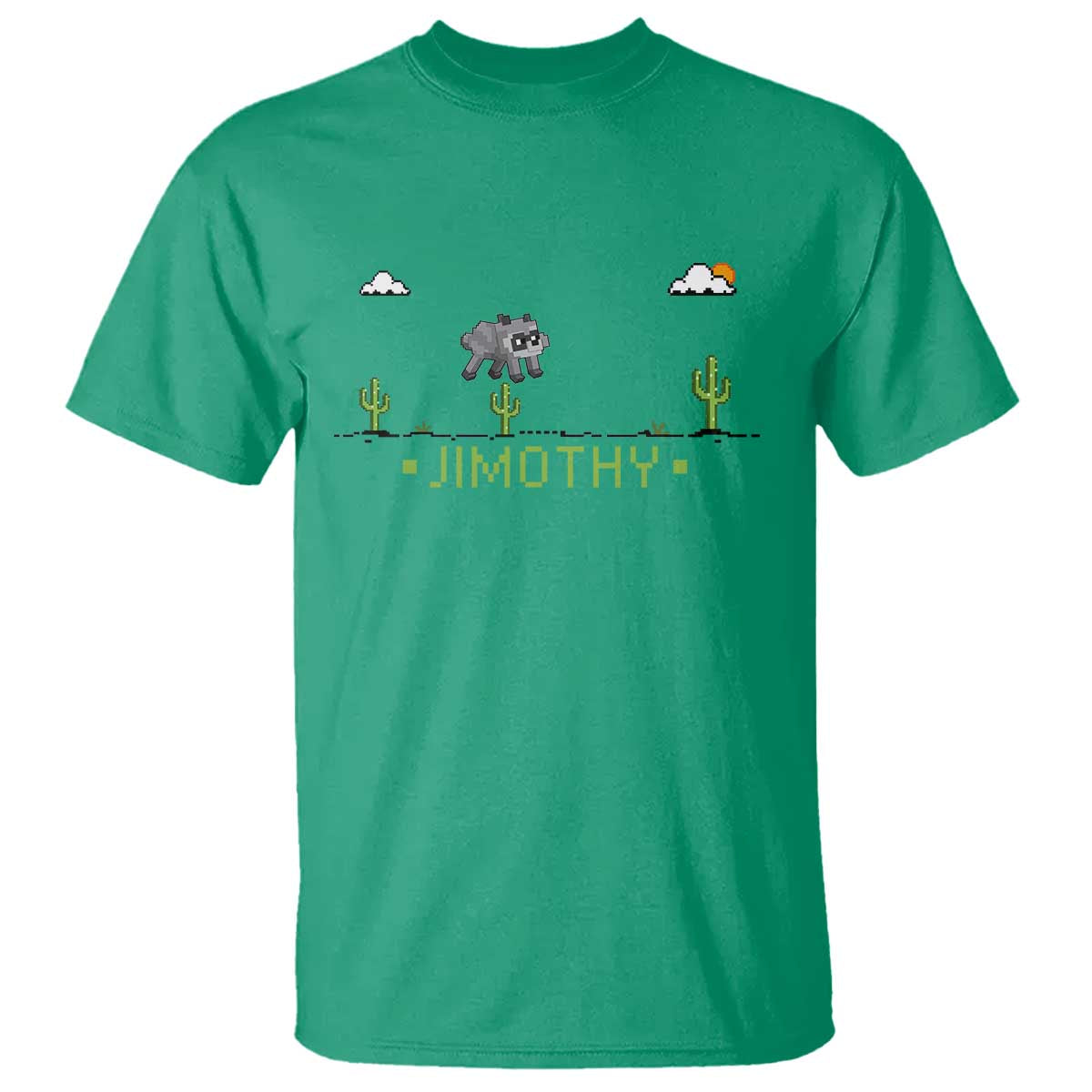 Funny Jimothy The Raccoon T Shirt Pixel Art Retro Gaming Trash Panda Meme