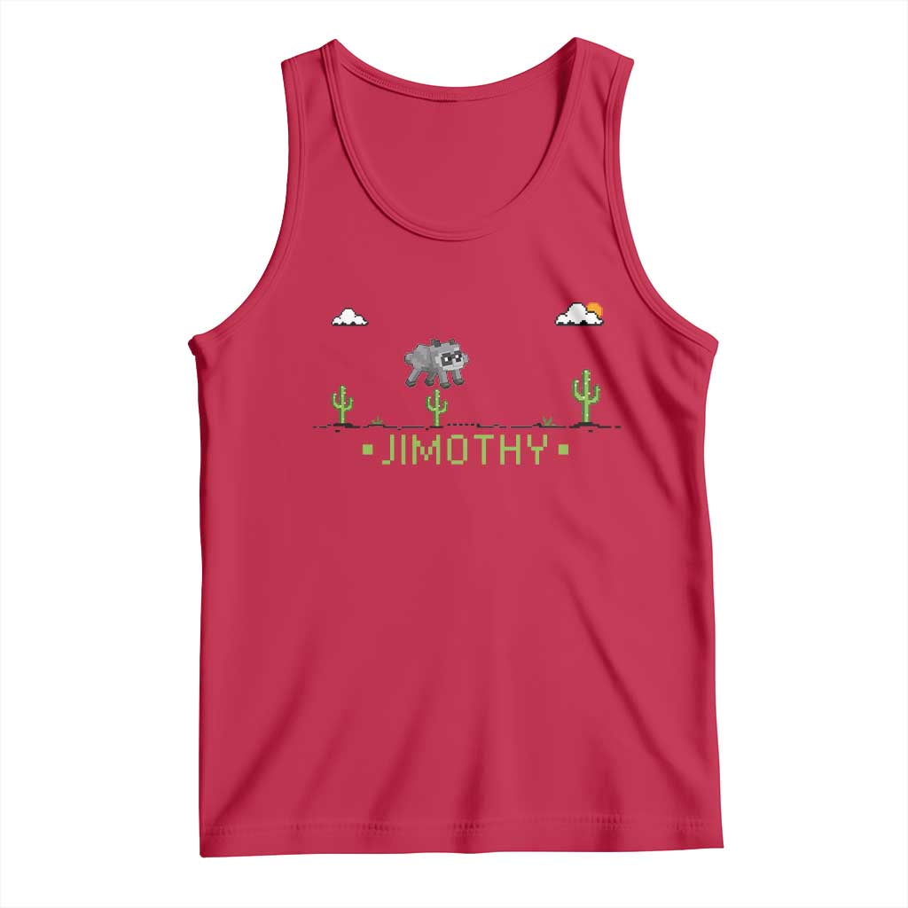 Funny Jimothy The Raccoon Tank Top Pixel Art Retro Gaming Trash Panda Meme