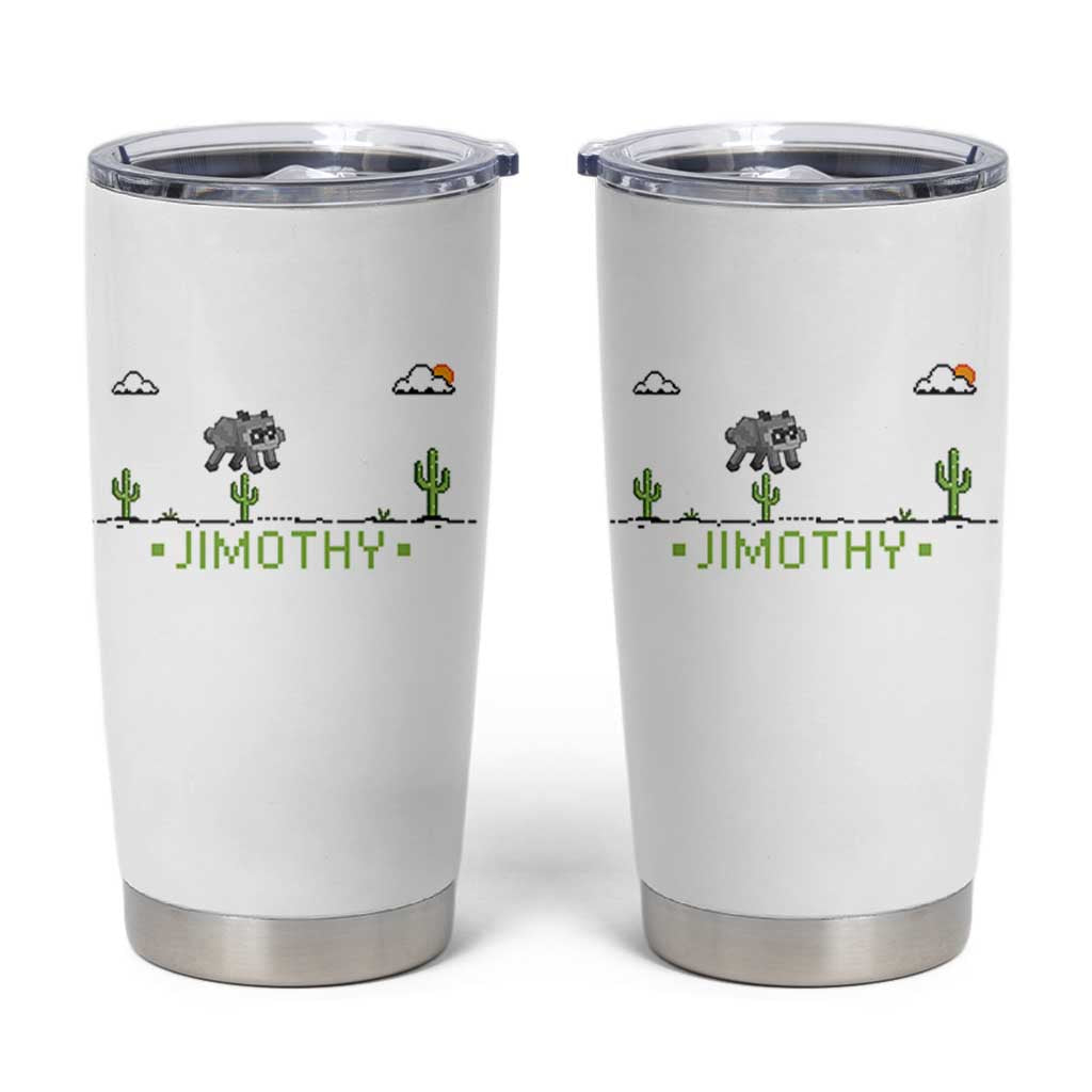 Funny Jimothy The Raccoon Tumbler Cup Pixel Art Retro Gaming Trash Panda Meme