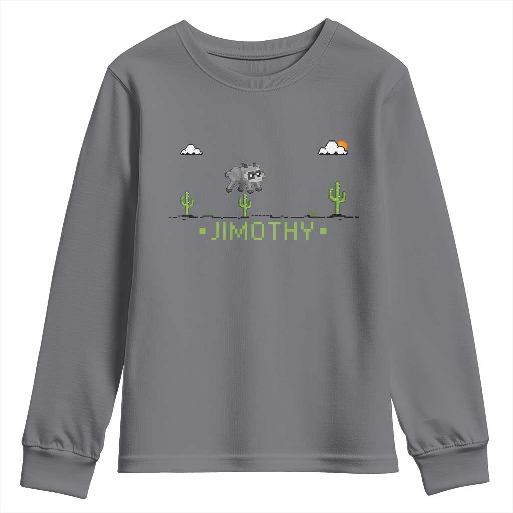 Funny Jimothy The Raccoon Youth Sweatshirt Pixel Art Retro Gaming Trash Panda Meme