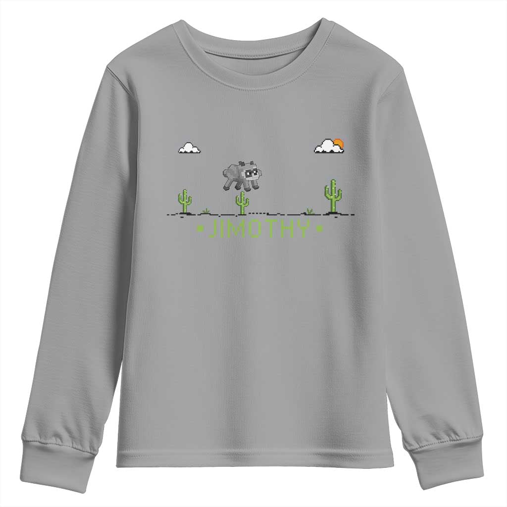 Funny Jimothy The Raccoon Youth Sweatshirt Pixel Art Retro Gaming Trash Panda Meme