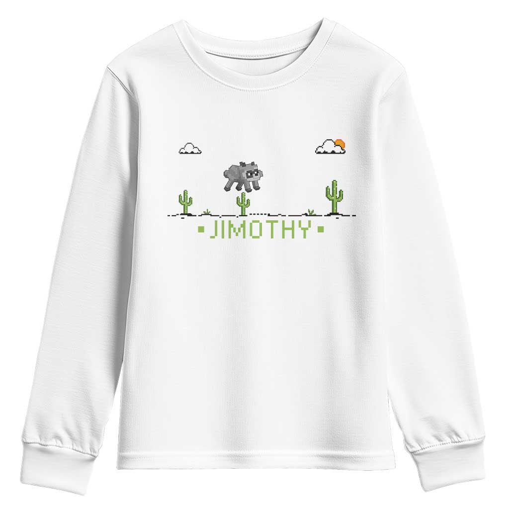 Funny Jimothy The Raccoon Youth Sweatshirt Pixel Art Retro Gaming Trash Panda Meme