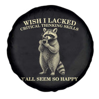 Funny Raccoon Coffee Drinker Spare Tire Cover Wish I Lacked Critical Thinking Skills