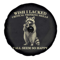 Funny Raccoon Coffee Drinker Spare Tire Cover Wish I Lacked Critical Thinking Skills