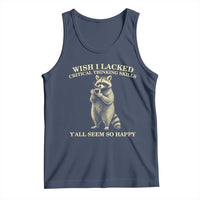 Funny Raccoon Coffee Drinker Tank Top Wish I Lacked Critical Thinking Skills