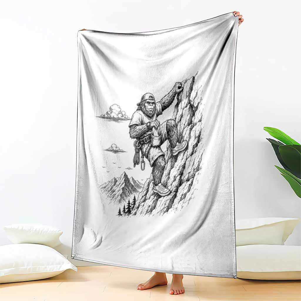 Funny Bigfoot Mountain Climber Throw Blanket Outdoor Hiking Adventure