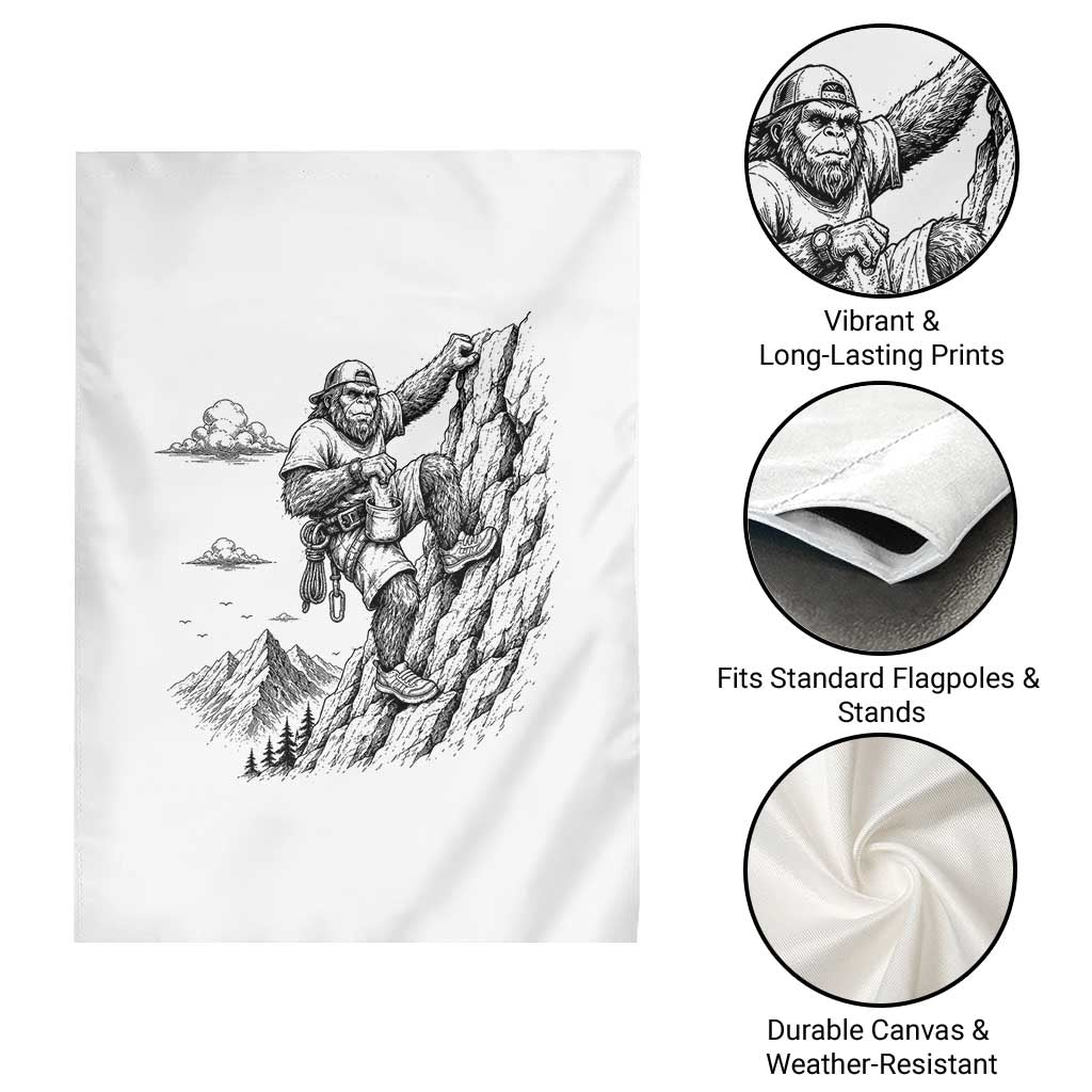 Funny Bigfoot Mountain Climber Garden Flag Outdoor Hiking Adventure