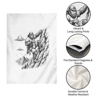 Funny Bigfoot Mountain Climber Garden Flag Outdoor Hiking Adventure