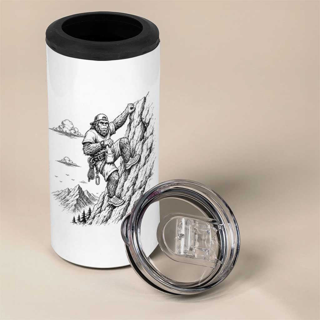 Funny Bigfoot Mountain Climber 4 in 1 Can Cooler Tumbler Outdoor Hiking Adventure