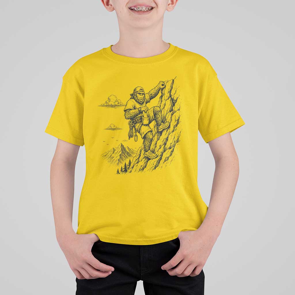 Funny Bigfoot Mountain Climber T Shirt For Kid Outdoor Hiking Adventure