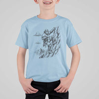 Funny Bigfoot Mountain Climber T Shirt For Kid Outdoor Hiking Adventure