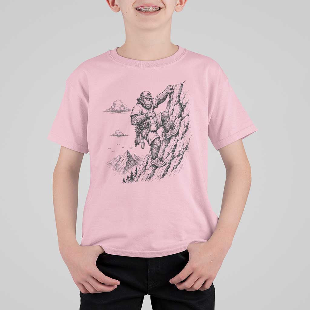 Funny Bigfoot Mountain Climber T Shirt For Kid Outdoor Hiking Adventure