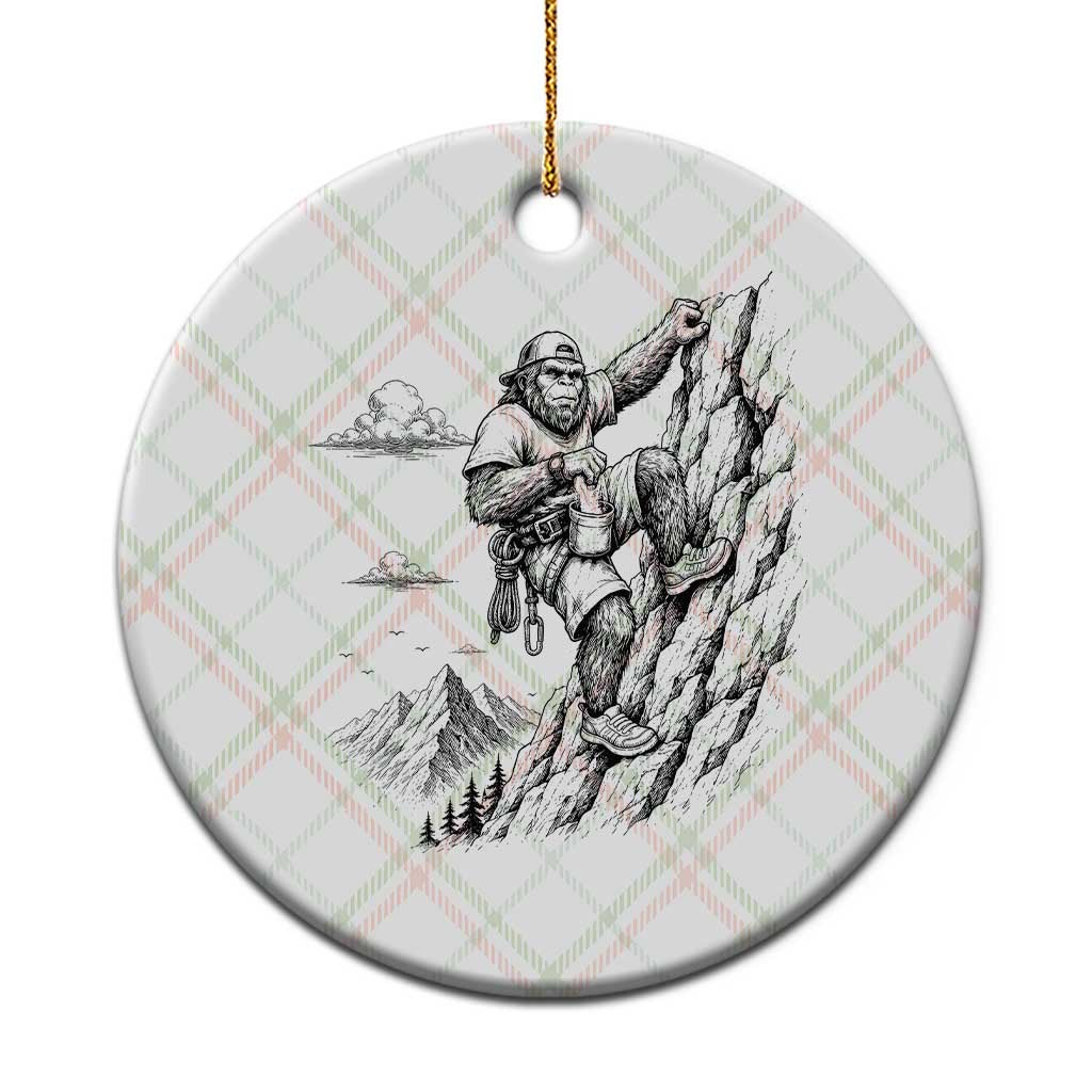 Funny Bigfoot Mountain Climber Ceramic Ornament Outdoor Hiking Adventure