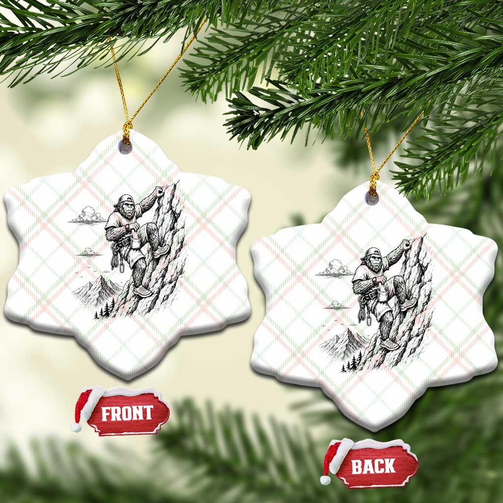 Funny Bigfoot Mountain Climber Ceramic Ornament Outdoor Hiking Adventure