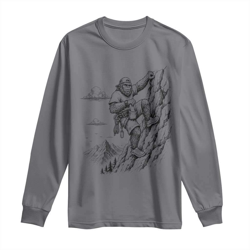 Funny Bigfoot Mountain Climber Long Sleeve Shirt Outdoor Hiking Adventure