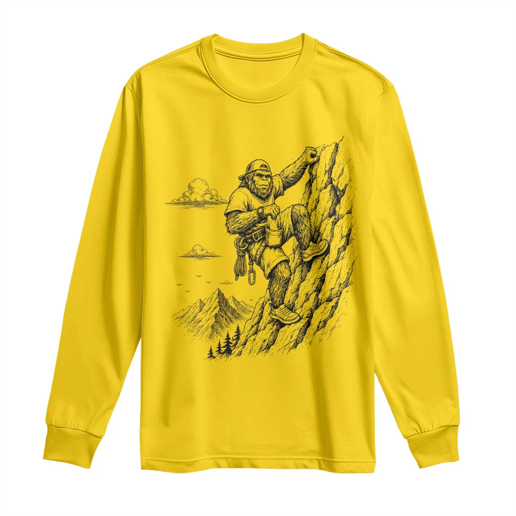 Funny Bigfoot Mountain Climber Long Sleeve Shirt Outdoor Hiking Adventure