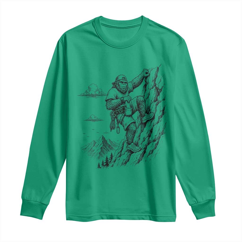 Funny Bigfoot Mountain Climber Long Sleeve Shirt Outdoor Hiking Adventure