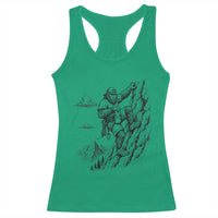 Funny Bigfoot Mountain Climber Racerback Tank Top Outdoor Hiking Adventure