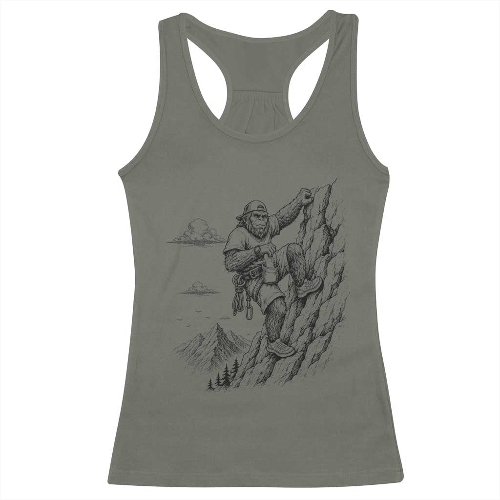 Funny Bigfoot Mountain Climber Racerback Tank Top Outdoor Hiking Adventure