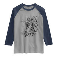 Funny Bigfoot Mountain Climber Raglan Shirt Outdoor Hiking Adventure