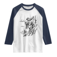 Funny Bigfoot Mountain Climber Raglan Shirt Outdoor Hiking Adventure