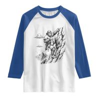 Funny Bigfoot Mountain Climber Raglan Shirt Outdoor Hiking Adventure