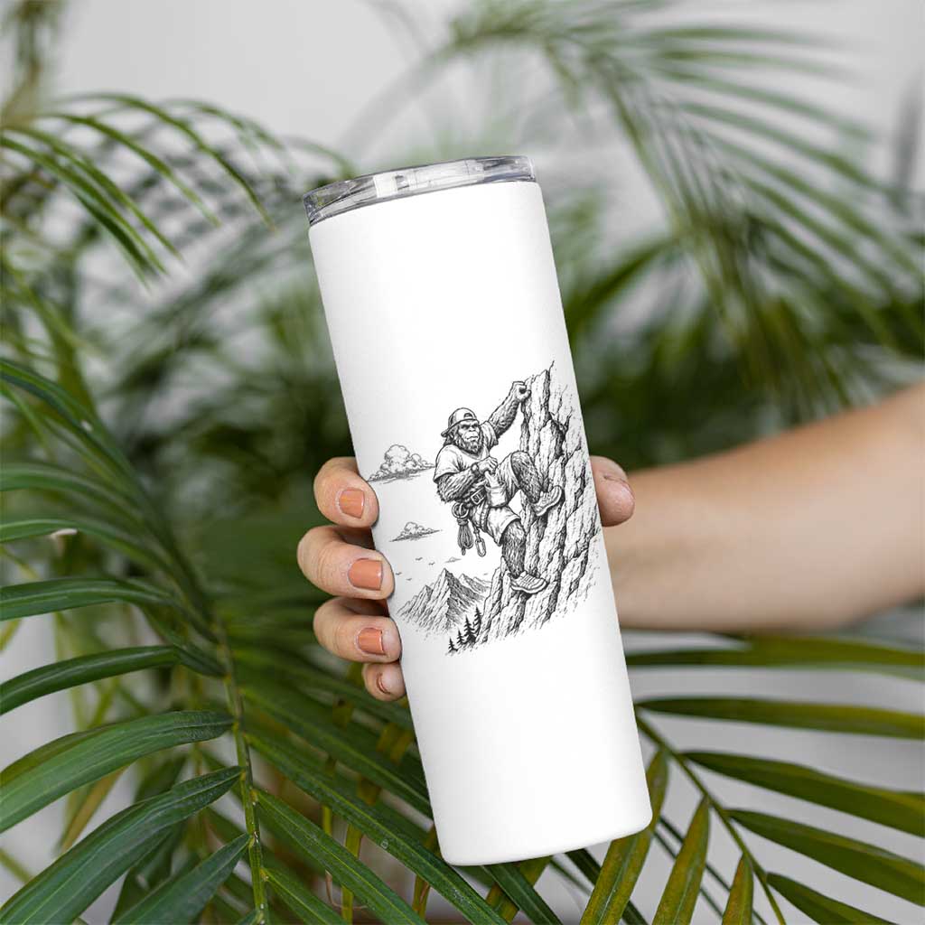 Funny Bigfoot Mountain Climber Skinny Tumbler Outdoor Hiking Adventure