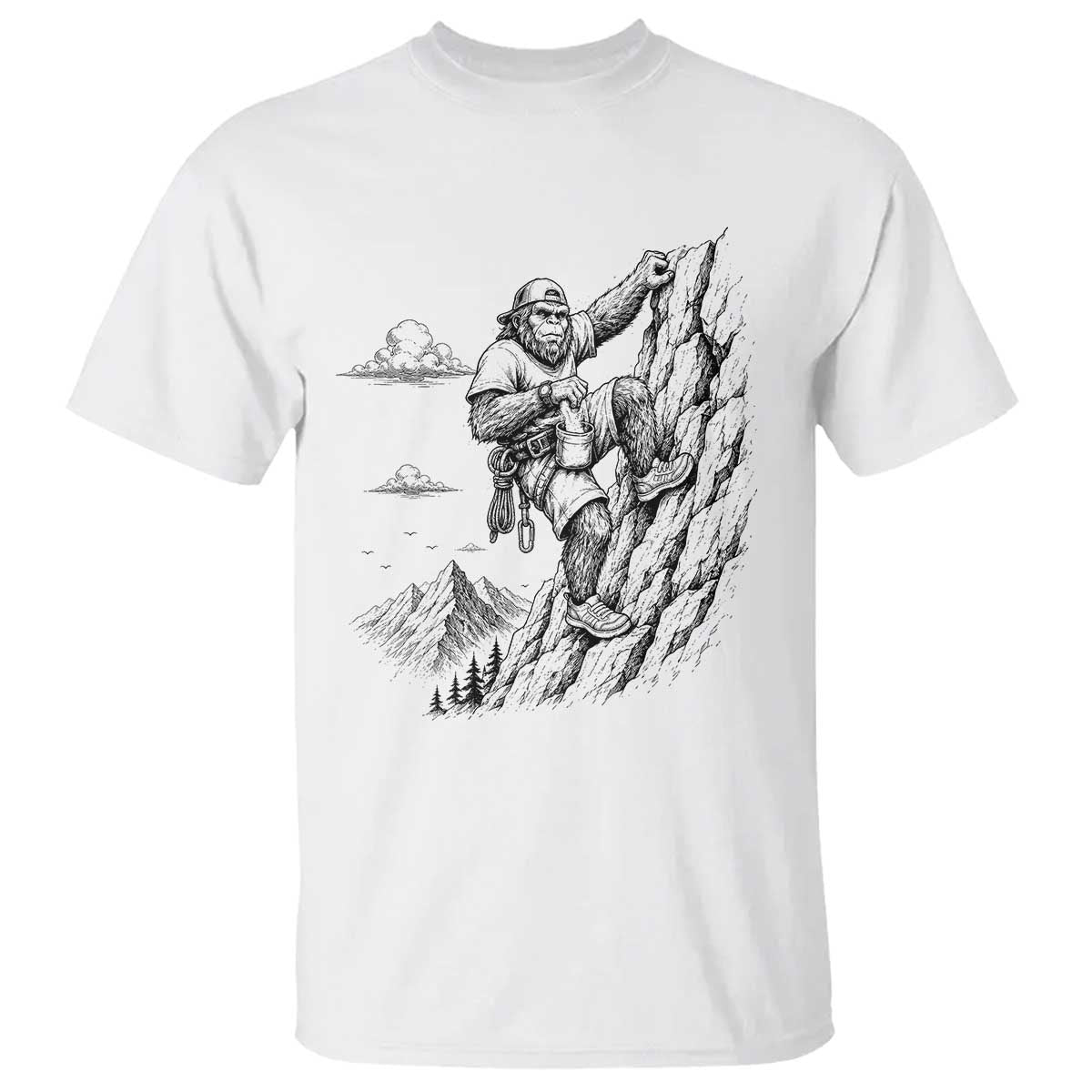 Funny Bigfoot Mountain Climber T Shirt Outdoor Hiking Adventure