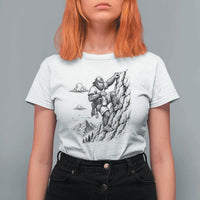 Funny Bigfoot Mountain Climber T Shirt For Women Outdoor Hiking Adventure