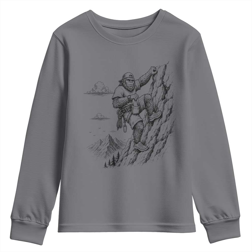 Funny Bigfoot Mountain Climber Youth Sweatshirt Outdoor Hiking Adventure