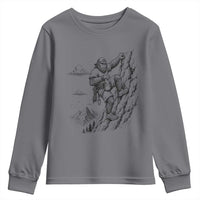 Funny Bigfoot Mountain Climber Youth Sweatshirt Outdoor Hiking Adventure