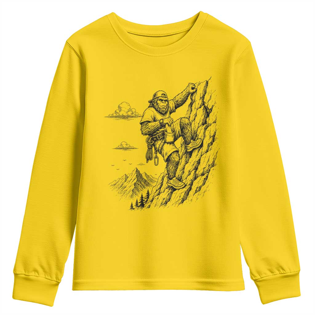 Funny Bigfoot Mountain Climber Youth Sweatshirt Outdoor Hiking Adventure