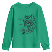Funny Bigfoot Mountain Climber Youth Sweatshirt Outdoor Hiking Adventure