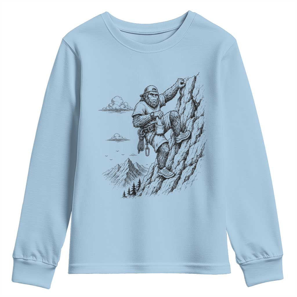 Funny Bigfoot Mountain Climber Youth Sweatshirt Outdoor Hiking Adventure