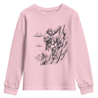 Funny Bigfoot Mountain Climber Youth Sweatshirt Outdoor Hiking Adventure