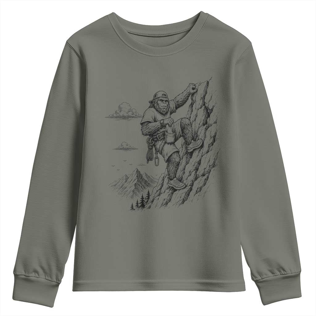 Funny Bigfoot Mountain Climber Youth Sweatshirt Outdoor Hiking Adventure