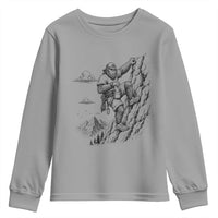 Funny Bigfoot Mountain Climber Youth Sweatshirt Outdoor Hiking Adventure