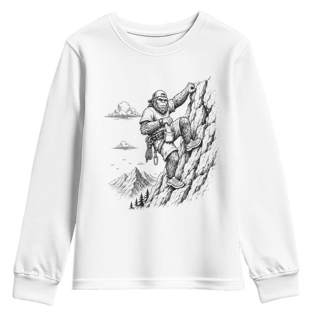 Funny Bigfoot Mountain Climber Youth Sweatshirt Outdoor Hiking Adventure