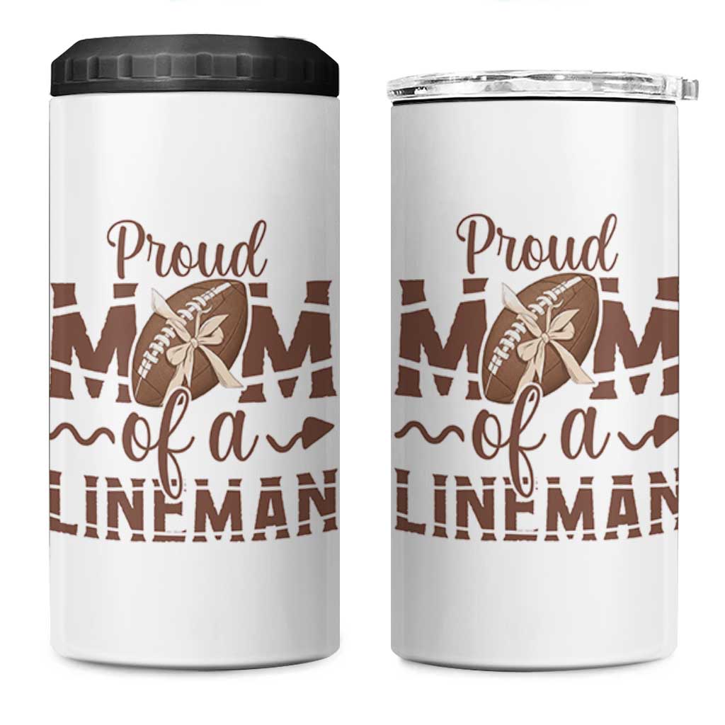 Football Mom Gift 4 in 1 Can Cooler Tumbler Proud Mom Of A Lineman - Wonder Print Shop