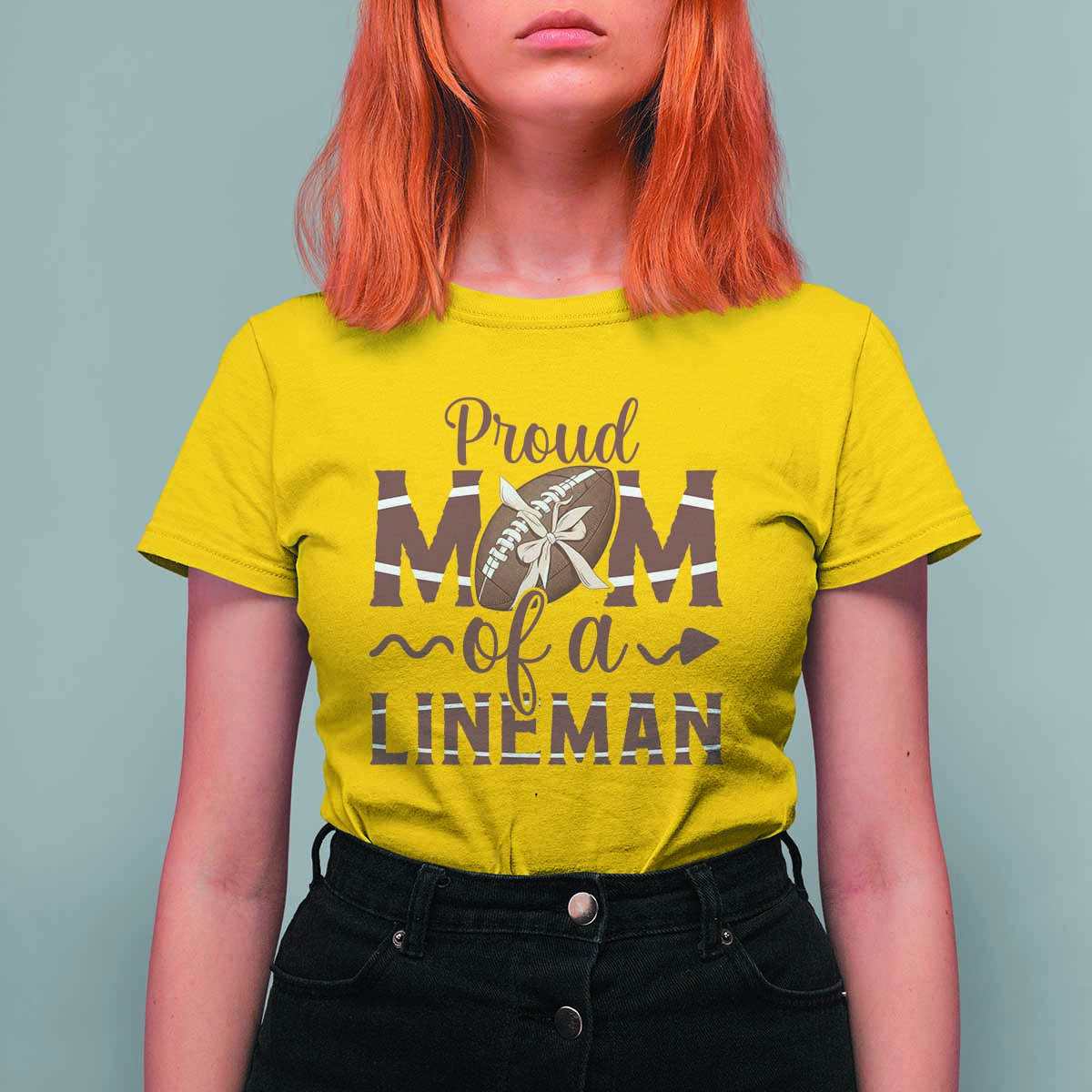 Football Mom Gift T Shirt For Women Proud Mom Of A Lineman - Wonder Print Shop