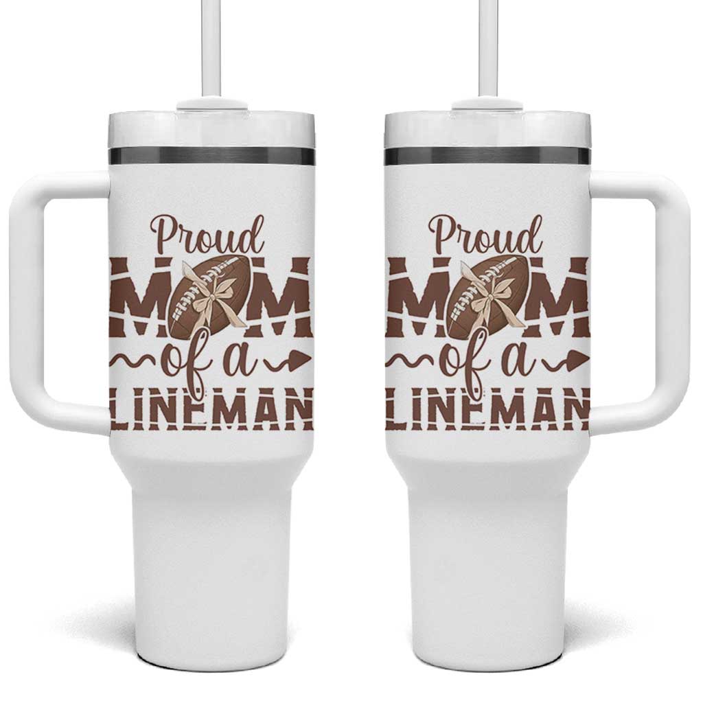 Football Mom Gift Tumbler With Handle Proud Mom Of A Lineman - Wonder Print Shop